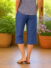 cheap Bermuda Shorts-Women's Jeans denim Capri Pants Vacation Basic Capris High Waist Plain Elastic Waistband Comfort Comfortable Breathable Inelastic Vacation Formal Daily Wear Blue Summer Spring Regular Fit