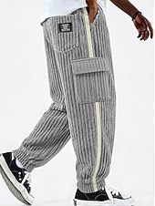 baratos Calças Cargo-Homens Calças Cargo Calças Calças de Veludo Calção Calça casual Com Cordão Bolso multi Côr Sólida Conforto Comprimento total Casual Diário Ao ar livre Moda Estilo Clássico Azul Azul Marinha Sem