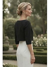 preiswerte Wraps für Hochzeitsgäste-Damen-Wickelbolero Schulterfreies Damen-Mutter-Wickel grundlegende Mäntel  Jacken Elegant 3/4-lange Ärmel Chiffon Hochzeitsgäste Wickel mit einfarbig für Partyabend im Frühling und Sommer um Eindruck