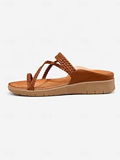 economico Sandali Comodi-Infradito da donna marrone scuro con cinturino intrecciato, comode e imbottite, con suola leggera e flessibile, ideali per vacanze al mare, viaggi in resort, passeggiate quotidiane e abbigliamento