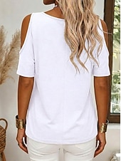 economico T-shirt semplice-Per donna Maglietta Semplice Elegante Manica Corta Girocollo Top Regolari Casuale Quotidiano Uscire Blu Bianco Cachi Nero Rosa Estate Primavera