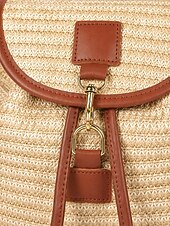 economico Zaini alla moda-Borsa a zaino in paglia da donna borsa di rattan intrecciato boho per vacanze al mare viaggi estivi e abbigliamento quotidiano in vacanza