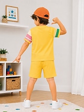 cheap Boy's 3D Funny Humor-Boys' 3D Graphic Football Pajamas Tee &amp; Pants Pajama Sets Tee &amp; Shorts Pajama Sets Short Sleeve 3D Print Summer Active Fashion Daily Kids Toddler Boys 3-12 Years Crew Neck Home Indoor Causal Regular