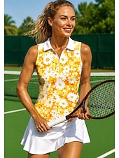 abordables Camisa de Mujer-Mujer Flores Tops Camisa deportiva Camisas de polo Camiseta de tenis Sin Mangas Cremallera Floral UPF50+ Resistente a los rayos UV Alta elasticidad Dispersor de humedad Transpirable Voleibol Tenis