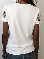 Χαμηλού Κόστους Boho t-shirt-Γυναικεία Μπλουζάκι Στάμπα Γραφική Φυλής Στυλάτο Κλασσικό Καθημερινό Κοντομάνικο Λαιμόκοψη V Κανονικά μπλουζάκια Causal Καθημερινά Θαλασσί Λευκό Βυσσινί Καλοκαίρι Άνοιξη