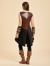 cheap Dresses-Medieval Renaissance Dress Armor Vest Warrior Shieldmaiden Barbarian Fancy Dress Women's Viking Fantasy Halloween Carnival Performance LARP Ren Faire Adults' Dress