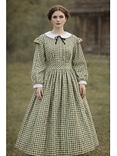 tanie Pionier / XIX wiek-Retro / vintage Wiktoriańskie 19 wiek Południe Sukienka Wymyślny kostium Pionierka Wzór kraciasty W kratkę Krój A Strój na bal maskowy Damskie Halloween Karnawał Światowy Dzień Książki Bal maskowy