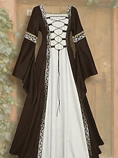  Retrò Vintage Medievale Rinascimento Lunghezza alla caviglia Vestito irlandesi Vichingo Straniero Taglie Forti Elfico Costume Per donna Costume di Carnevale Celtico Halloween Carnevale LARP Fiera