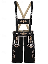 cheap Lederhosen Set-Oktoberfest Lederhosen Set Shirt Tyrolean Hat Knee Length Embroidered German Alpine Heritage Wiesn Men's Carnival Party Beer Festival Traditional Style Cloth