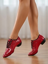 preiswerte Tanzschuhe zum Üben-Rote Damen-Trainingsschuhe für lateinamerikanische Tänze – professionelle Tanzschuhe mit atmungsaktiven Mesh-Einsätzen und flexibler, geteilter und gepolsterter Sohle &amp;Stabiler Absatz für Salsa,