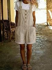  Damen Overall Vintage Kurz Hohe Taille Einfach Tasche Knopf Komfort Unelastisch Urlaub Formell Army Green Shorts Pink kurz Schwarzer Kurzstil Roter kurzer Stil Sommer Frühling Lässiger Schnitt