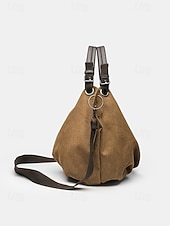 olcso Kézitáskák és bevásárlótáskák-női vintage vászon táska, nagy kapacitású hobo válltáska nőknek állítható pánttal, alkalmi, többzsebes messenger keresztpántos kézitáska, többirányú viseletű napi utazótáska, fekete-barna