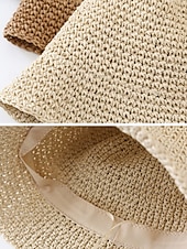 abordables Chapeaux pour femmes-Bob bohème en paille pour femme, chapeau de soleil d'été tissé, casquette de pêcheur légère de plage disponible en plusieurs couleurs, chapeau de voyage pour les vacances