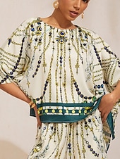 preiswerte Hemden, Tops und Blusen-Vintage-Schmuck, seidiges Satin-Top mit Dolmanärmeln