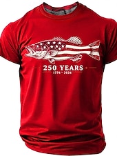 Недорогие Patriotic 250 T-shirts-4th of July 2026 250th Men's US Flag 1776 T Shirt Short Sleeve T shirt 3D Print Crew Neck Shirt Patriotic Daily Festival Blue Black Red Summer Spring Clothing Apparel S M L XL XXL XXXL