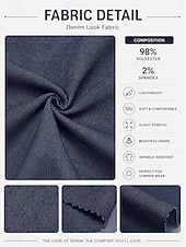  Vestido midi feminino com aparência de jeans, estilo camisa, elegante, para férias, vintage, para uso diário, ao ar livre, modelagem solta, liso, manga longa, decote em V, azul marinho, primavera