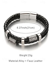 economico Gioielli da uomo-Bracciale da uomo vichingo intrecciato in similpelle e lega, bracciale con rune nordiche multicolore per abbigliamento casual, stile biker, moda outdoor, regalo per lui