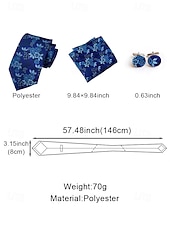 preiswerte Hochzeit ACC-Krawatten-, Einstecktuch- und Manschettenknopfset für Herren, mehrfarbig gemustertes Polyester-Krawattenset für Hochzeiten, Business-Anlässe, formelle Anlässe und Abendgarderobe