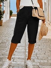  Per donna Jeans Pantaloni capri Pantaloncini Burmuda Moda Lunghezza al polpaccio Vita Alta Semplice Classico Comodità Elasticizzato Casuale Quotidiano Vacanza Nero Grigio Estate Primavera
