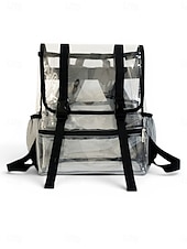 cheap College Backpacks-Heavy Duty Clear Backpack Stadium Approved - Transparent PVC School Bag with Dual Buckles &amp; Mesh Pockets for Students, Work, and Travel