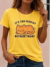 cheap Floral tee-Women's T Shirt Print Ombre Tie Dye Casual Short Sleeve Round Neck Regular Tops Casual Daily Yellow Rainbow Apricot Summer Spring Fall Winter
