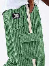 baratos Calças Cargo-Homens Calças Cargo Calças Calças de Veludo Calção Calça casual Com Cordão Bolso multi Côr Sólida Conforto Comprimento total Casual Diário Ao ar livre Moda Estilo Clássico Azul Azul Marinha Sem