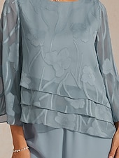 abordables Blouses Élégantes-Femmes Chemise en Dentelle Chemisier Hauts Élégants Hauts en mousseline de soie Ourlet asymétrique Couleur Unie Fleuri Élégant Manche 3/4 Manche cloche Col Bateau Hauts Réguliers Quotidien Travail