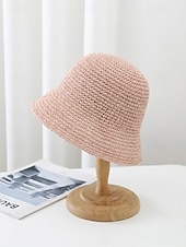 abordables Chapeaux pour femmes-Bob bohème en paille pour femme, chapeau de soleil d'été tissé, casquette de pêcheur légère de plage disponible en plusieurs couleurs, chapeau de voyage pour les vacances