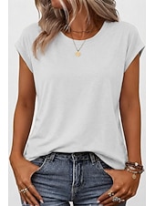 economico T-shirt semplice-Per donna Maglietta Semplice Elegante Manica Corta Manica a pipistrello Girocollo Top lunghi Casuale Quotidiano Uscire Blu Verde acqua Nero Bianco Rosa Estate Primavera