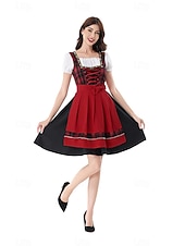 cheap Dirndl Set-Oktoberfest Dirndl Dress Carnival Costume Mini Length Sexy Square Neck German Alpine Heritage Wiesn Women's Carnival Beer Festival Traditional Style Cloth