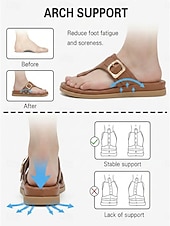 cheap Comfort Sandals-Women's Brown Buckle Comfort Slide Sandals – Cushioned Footbed Slippers, Open Toe Casual Summer Walking Sandals with Arch Support for All-Day Comfort, Travel, Vacation and Daily Wear