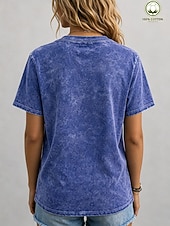 voordelige Effen t-shirt-softfade™ dames T-shirt van 100% katoen, vintage gewassen model, korte mouwen, ronde hals, lange mouwen, casual, blauw, zwart, lichtgroen