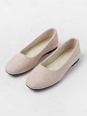 abordables Sandalias planas de mujer-Women's Red Classic Ballet Flats – Soft Faux Suede Slip-On Shoes with Cushioned Insole, Lightweight Flexible Sole and All-Day Comfort for Office, Work, Travel and Casual Wear