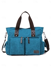 cheap Men's Bags-Men's Canvas Multi-Pocket Large Capacity Tote Messenger Bag, Adjustable Shoulder Strap Casual Work Travel Crossbody Bag, Multi-Color Utility Shoulder Bag for Daily Commute