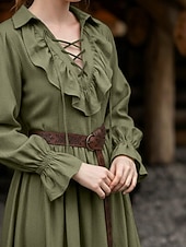  Medievale Rinascimento Vestito Lunghe Pirata Vichingo Costume Per donna Costumi da pirata Fantasia Halloween Carnevale Performance LARP Fiera Rinascimentale Adulti Vestito