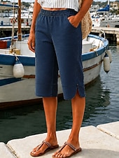  Women's Jeans Denim Shorts Burmuda Shorts Fashion Calf-Length High Waist Classic Comfort Stretchy Vacation Formal Navy Blue Light Blue Gray Summer Spring Regular Fit