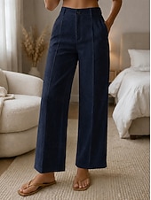 Mulheres Jeans Ganga Moda Roupa de rua Comprimento total Cintura Alta Tecido Bolsos Cintura elástica Confortável Diário Rua Casual Preto Azul Marinha Azul Céu Primavera Outono Normal