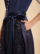 cheap Dirndl Dresses-Oktoberfest Dirndl Dress Midi Length Sequins Embroidered with Pockets Balconette Neckline Maid Bavarian German Alpine Wiesn Women's Carnival Beer Festival Traditional Style Cloth Without Blouse (70CM)
