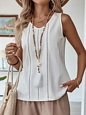  Per donna Canotta Traforato Semplice Elegante Casual Senza Maniche Scollo a V Top Regolari Casuale Quotidiano Bianco Giallo Rosa Viola Estate Primavera