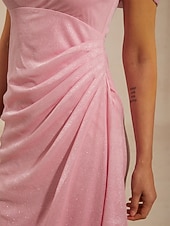  Pentru femei Rochie Maxi Rochie teacă Elegant Invitat la nunta Petrecere cu cocktail Zdrobit Bufantă Sparkle Tulle Fit regulat Culoare solidă Fără manșon Cu Bretele umăr rece Roz Îmbujorat