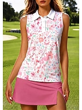 preiswerte Damenbluse-Damen Abstrakt Sporthemd Golf-Poloshirt Tank Top Tennis Shirt Ärmellos Blumen Knöpfe UPF50+ UV-beständig Hohe Elastizität Feuchtigkeitsableitend Atmungsaktiv Volleyball Tennis Golfspiel Kragen