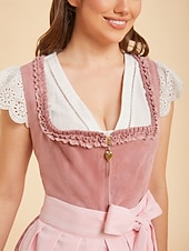 cheap Dirndl Dresses-Oktoberfest Dirndl Dress Midi Length with Pockets Balconette Neckline Maid Bavarian German Alpine Wiesn Women's Carnival Beer Festival Traditional Style Cloth (65CM) Without Blouse