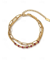 preiswerte Damenarmband-Damen-Doppelarmband im Boho-Stil mit mehreren Lagen Perlen, Naturstein &amp;Charm-Armband aus Titanstahl für Damen, Sommer-Schmuckstück mit mehreren Anhängern – perfekt für Urlaub, Alltag und als Geschenk