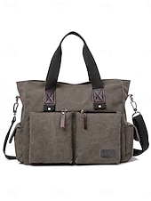 cheap Men's Bags-Men's Canvas Multi-Pocket Large Capacity Tote Messenger Bag, Adjustable Shoulder Strap Casual Work Travel Crossbody Bag, Multi-Color Utility Shoulder Bag for Daily Commute