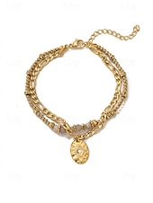 preiswerte Damenarmband-Damen-Doppelarmband im Boho-Stil mit mehreren Lagen Perlen, Naturstein &amp;Charm-Armband aus Titanstahl für Damen, Sommer-Schmuckstück mit mehreren Anhängern – perfekt für Urlaub, Alltag und als Geschenk
