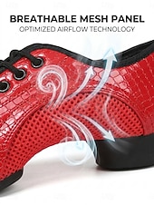 preiswerte Tanzschuhe zum Üben-Rote Damen-Trainingsschuhe für lateinamerikanische Tänze – professionelle Tanzschuhe mit atmungsaktiven Mesh-Einsätzen und flexibler, geteilter und gepolsterter Sohle &amp;Stabiler Absatz für Salsa,