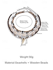 billiga Herrsmycken-herrskal &amp;Halsband med träpärlor i 4 delar, strandsmycken i lager med hajtandshänge, bohemiskt halsband i kustnära surfstil för semester, resor, festivaler och sommarens vardagskläder