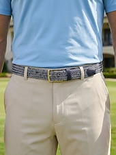 cheap Men's Belts-Men's Elastic Braided Stretch Belt, Woven Polyester Golf Belt, Big &amp; Tall Casual Waist Belt with Flexible Fit, Summer Business Casual Travel Belt, Multiple Colors Extended Sizes