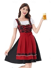 cheap Dirndl Set-Oktoberfest Dirndl Dress Carnival Costume Mini Length Sexy Square Neck German Alpine Heritage Wiesn Women's Carnival Beer Festival Traditional Style Cloth