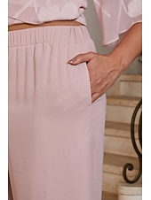  Damen Gerade Hosen Knöchellänge Alltagstauglich Mutter der Braut Hochzeitsgast mit Chiffon Einfarbig Rosa